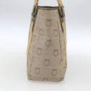 Salvatore Ferragamo Gancini Hand Bag Canvas Beige Gold Auth BA10007-3