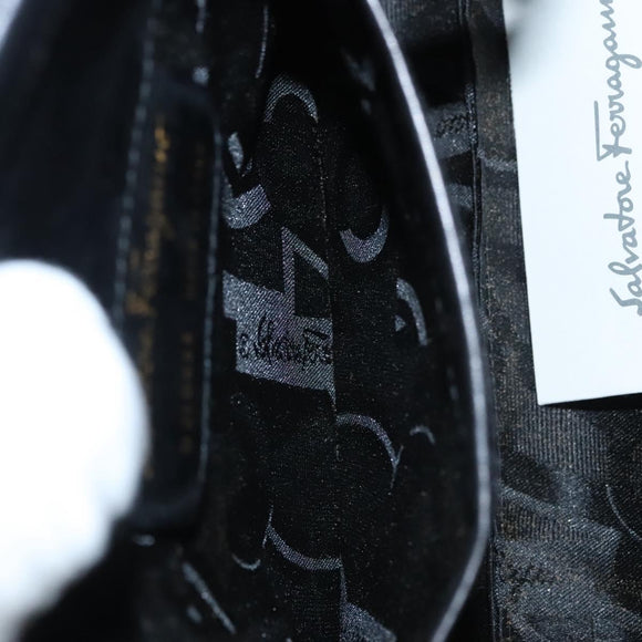 Salvatore Ferragamo Shoulder Bag Leather Black Gold Auth BA1003