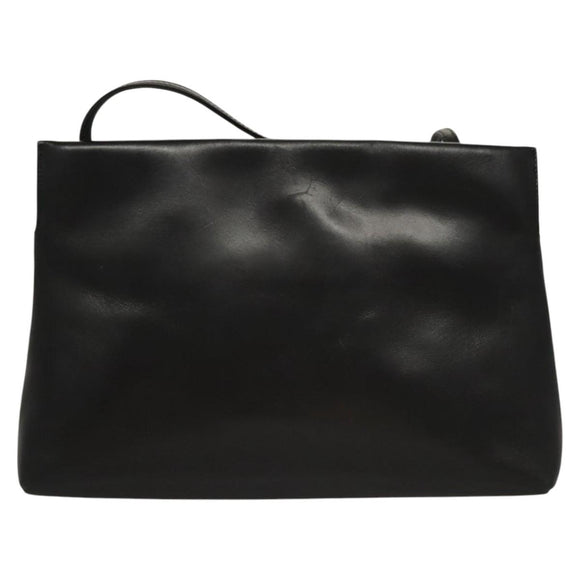 Salvatore Ferragamo Shoulder Bag Leather Black Gold Auth BA1003