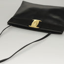 Salvatore Ferragamo Shoulder Bag Leather Black Gold Auth BA1003-6
