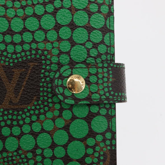 LOUIS VUITTON Yayoi Kusama Agenda PM Day Planner Cover Green R21133 Auth BA10034