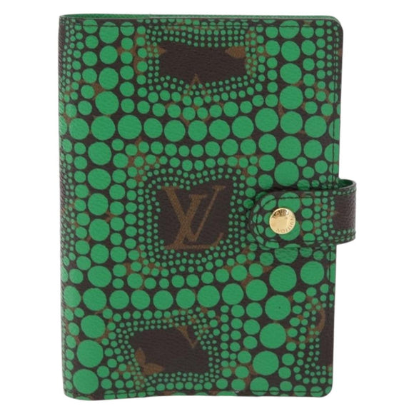 LOUIS VUITTON Yayoi Kusama Agenda PM Day Planner Cover Green R21133 Auth BA10034