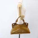 CARTIER Hand Bag Patent leather Yellow Silver Auth BA10038-24