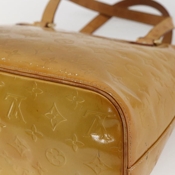 LOUIS VUITTON Monogram Vernis Houston Hand Bag Beige M91004 LV Auth BA10039