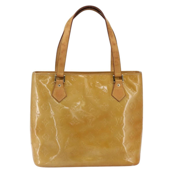 LOUIS VUITTON Monogram Vernis Houston Hand Bag Beige M91004 LV Auth BA10039