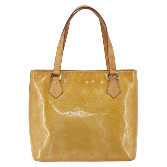 LOUIS VUITTON Monogram Vernis Houston Hand Bag Beige M91004 LV Auth BA10039