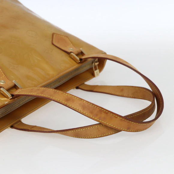 LOUIS VUITTON Monogram Vernis Houston Hand Bag Beige M91004 LV Auth BA10039