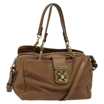 Chloe Hand Bag Leather 2way Brown Gold Auth BA1004