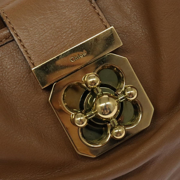 Chloe Hand Bag Leather 2way Brown Gold Auth BA1004