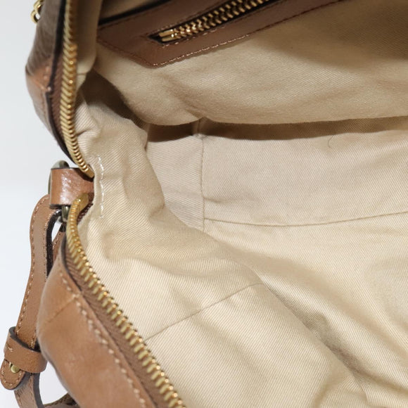 Chloe Hand Bag Leather 2way Brown Gold Auth BA1004
