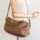 Chloe Hand Bag Leather 2way Brown Gold Auth BA1004-23