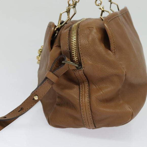 Chloe Hand Bag Leather 2way Brown Gold Auth BA1004