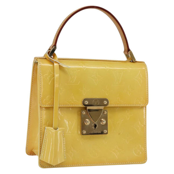 LOUIS VUITTON Monogram Vernis Spring Street Bag Lime Yellow M91068 Auth BA10056