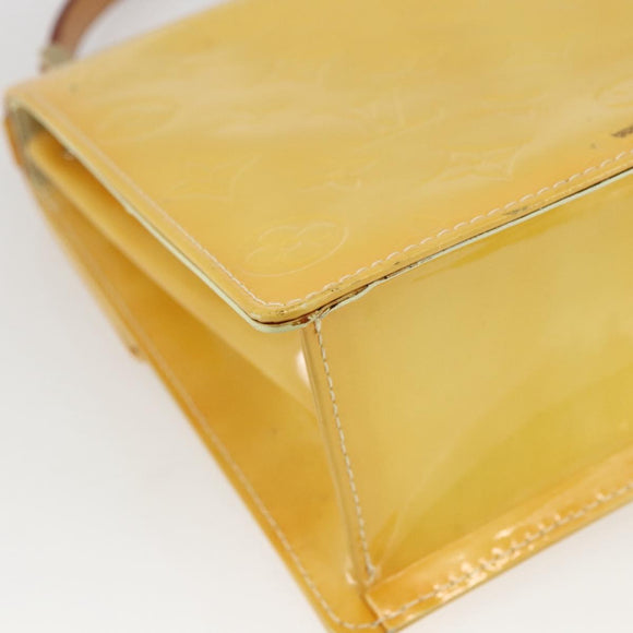 LOUIS VUITTON Monogram Vernis Spring Street Bag Lime Yellow M91068 Auth BA10056