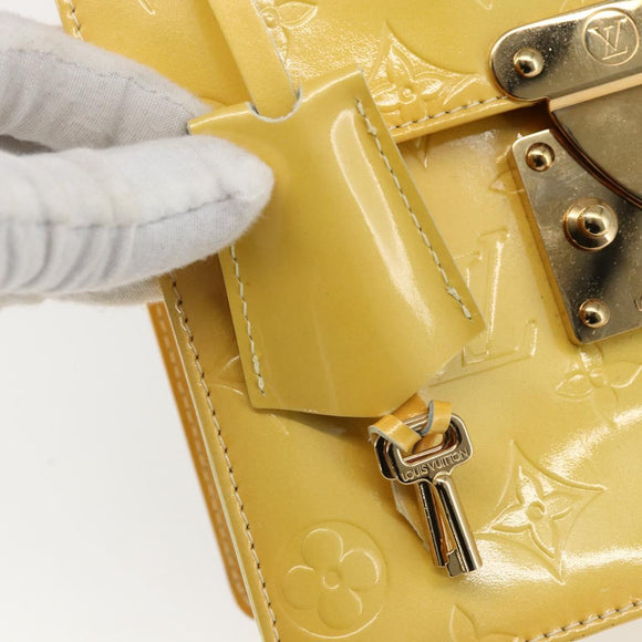 LOUIS VUITTON Monogram Vernis Spring Street Bag Lime Yellow M91068 Auth BA10056