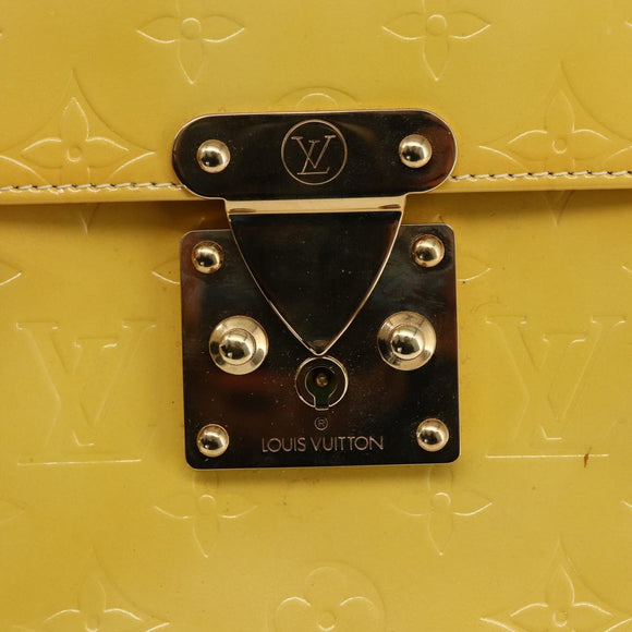 LOUIS VUITTON Monogram Vernis Spring Street Bag Lime Yellow M91068 Auth BA10056