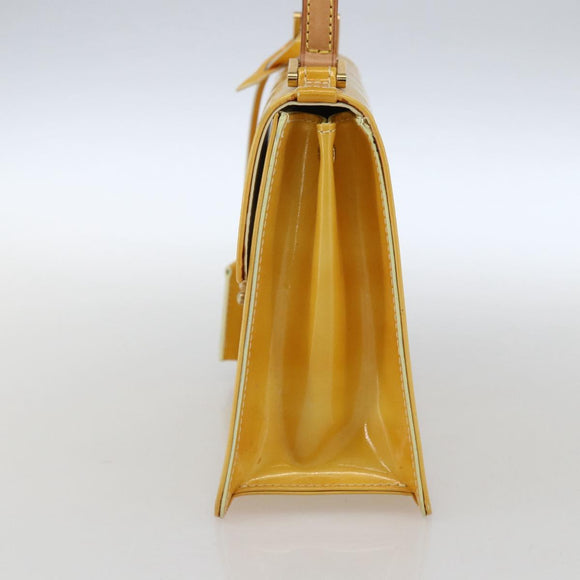 LOUIS VUITTON Monogram Vernis Spring Street Bag Lime Yellow M91068 Auth BA10056