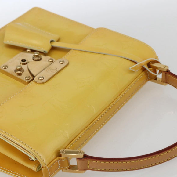 LOUIS VUITTON Monogram Vernis Spring Street Bag Lime Yellow M91068 Auth BA10056