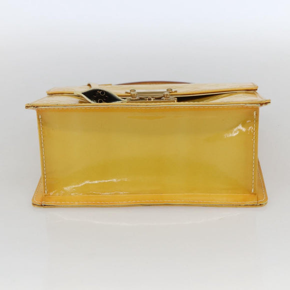 LOUIS VUITTON Monogram Vernis Spring Street Bag Lime Yellow M91068 Auth BA10056