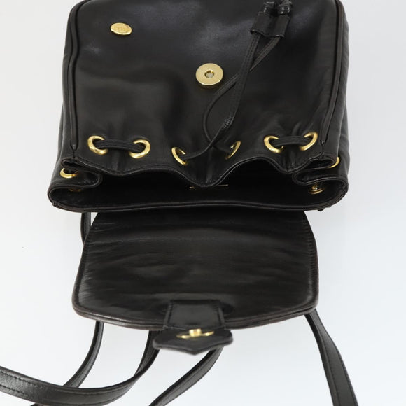 BALLY Backpack Leather Brown Gold Auth BA10063