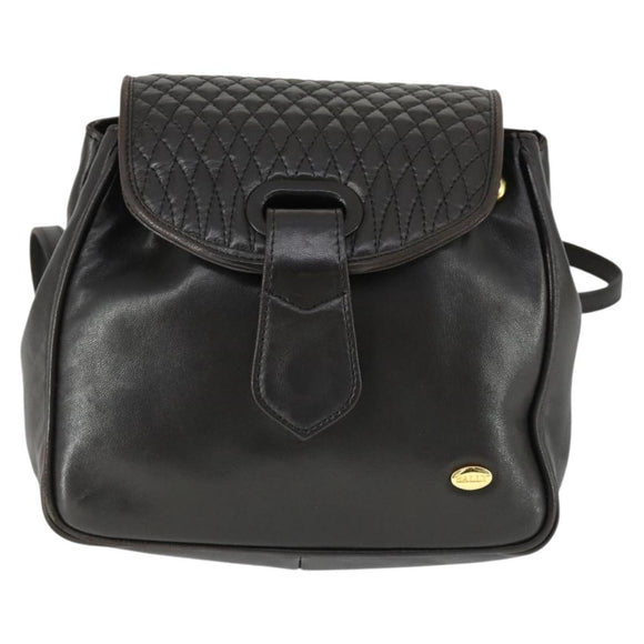 BALLY Backpack Leather Brown Gold Auth BA10063