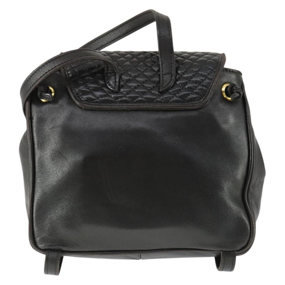 BALLY Backpack Leather Brown Gold Auth BA10063