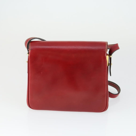 VALENTINO Barry Shoulder Bag Leather 2 Set Red Gold Auth BA10064