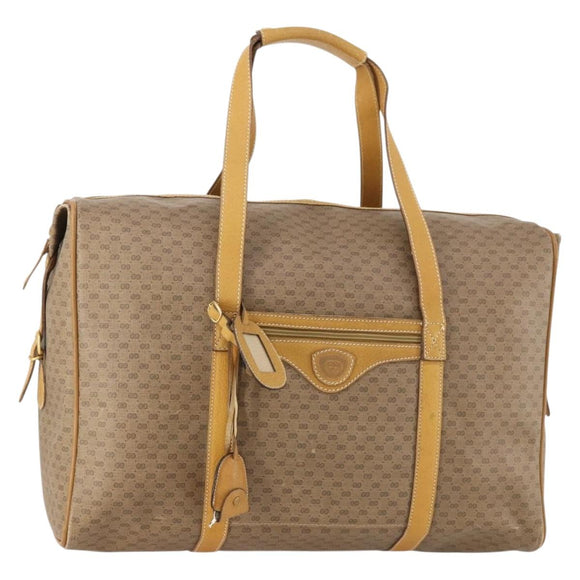 GUCCI Micro GG Supreme Boston Bag PVC Beige Gold Auth BA10065