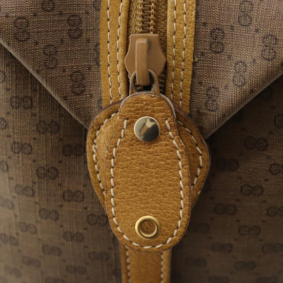 GUCCI Micro GG Supreme Boston Bag PVC Beige Gold Auth BA10065