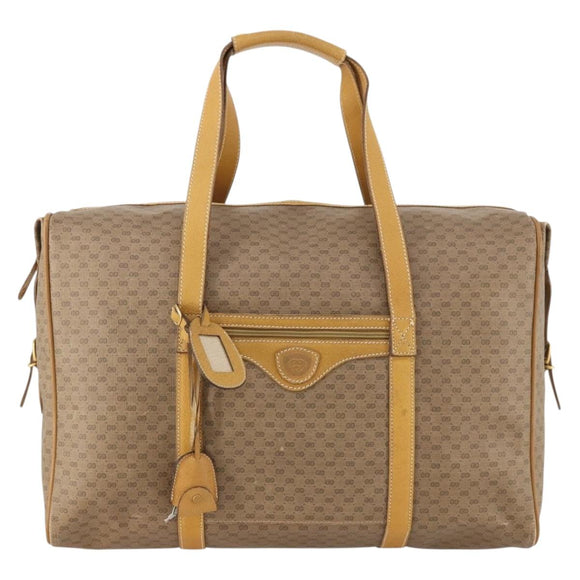 GUCCI Micro GG Supreme Boston Bag PVC Beige Gold Auth BA10065