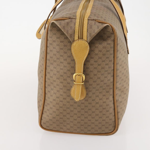 GUCCI Micro GG Supreme Boston Bag PVC Beige Gold Auth BA10065