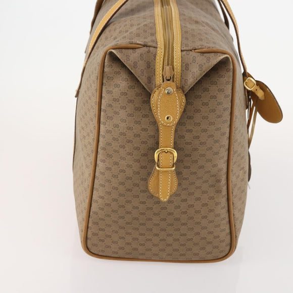 GUCCI Micro GG Supreme Boston Bag PVC Beige Gold Auth BA10065