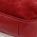 GUCCI Bamboo Shoulder Bag Suede 2way Red Gold 001 1577 2615 Auth BA10066-16