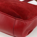 GUCCI Bamboo Shoulder Bag Suede 2way Red Gold 001 1577 2615 Auth BA10066-18