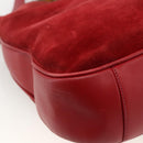 GUCCI Bamboo Shoulder Bag Suede 2way Red Gold 001 1577 2615 Auth BA10066-9