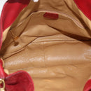 GUCCI Bamboo Shoulder Bag Suede 2way Red Gold 001 1577 2615 Auth BA10066-10