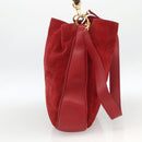 GUCCI Bamboo Shoulder Bag Suede 2way Red Gold 001 1577 2615 Auth BA10066-3