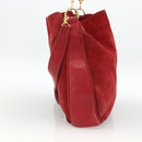 GUCCI Bamboo Shoulder Bag Suede 2way Red Gold 001 1577 2615 Auth BA10066-4