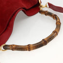 GUCCI Bamboo Shoulder Bag Suede 2way Red Gold 001 1577 2615 Auth BA10066-7