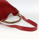 GUCCI Bamboo Shoulder Bag Suede 2way Red Gold 001 1577 2615 Auth BA10066-8