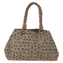 Salvatore Ferragamo Tote Bag Canvas Beige Gold Auth BA10067-3