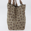 Salvatore Ferragamo Tote Bag Canvas Beige Gold Auth BA10067-4