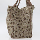 Salvatore Ferragamo Tote Bag Canvas Beige Gold Auth BA10067-5