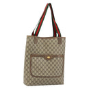 GUCCI GG Supreme Web Sherry Line Tote Bag PVC Beige Gold 39 02 003 Auth BA10068-1