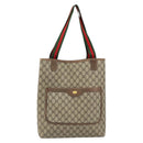 GUCCI GG Supreme Web Sherry Line Tote Bag PVC Beige Gold 39 02 003 Auth BA10068-13