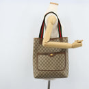 GUCCI GG Supreme Web Sherry Line Tote Bag PVC Beige Gold 39 02 003 Auth BA10068-21