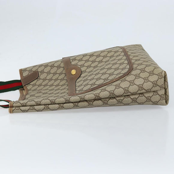 GUCCI GG Supreme Web Sherry Line Tote Bag PVC Beige Gold 39 02 003 Auth BA10068