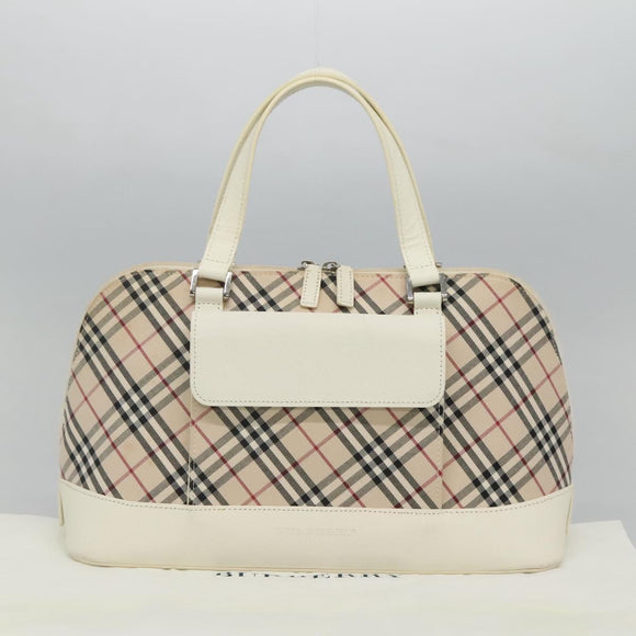 BURBERRY Nova Check Hand Bag Canvas Beige Auth BA1007