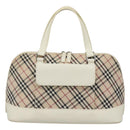 BURBERRY Nova Check Hand Bag Canvas Beige Auth BA1007-13