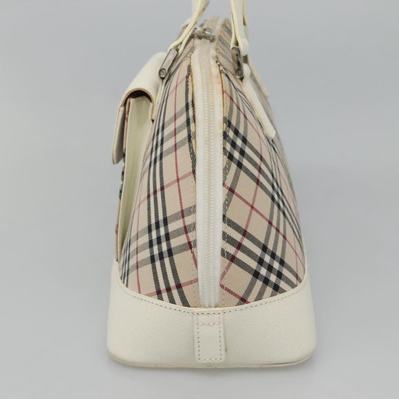 BURBERRY Nova Check Hand Bag Canvas Beige Auth BA1007